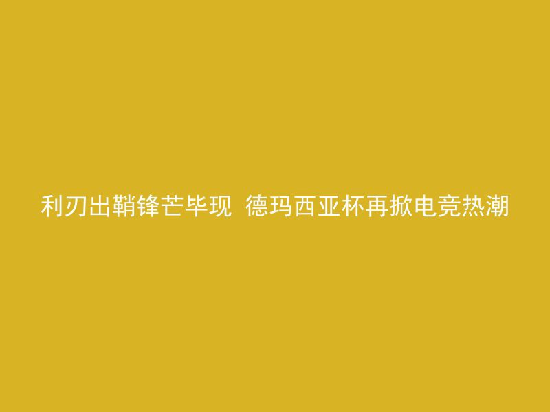 利刃出鞘锋芒毕现 德玛西亚杯再掀电竞热潮