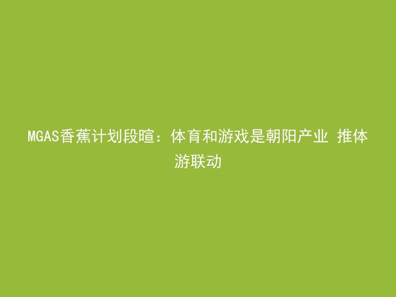 MGAS香蕉计划段暄：体育和游戏是朝阳产业 推体游联动