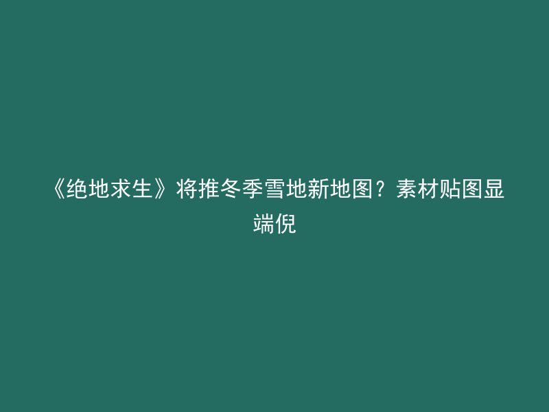 《绝地求生》将推冬季雪地新地图？素材贴图显端倪