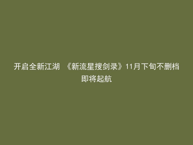 开启全新江湖 《新流星搜剑录》11月下旬不删档即将起航