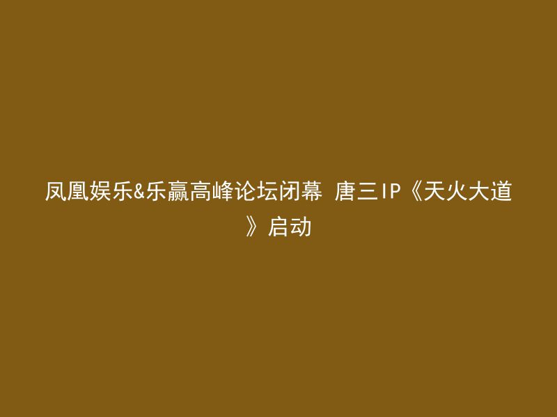 凤凰娱乐&乐赢高峰论坛闭幕 唐三IP《天火大道》启动