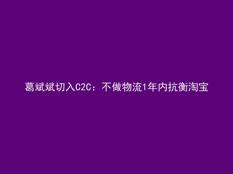 葛斌斌切入C2C：不做物流1年内抗衡淘宝