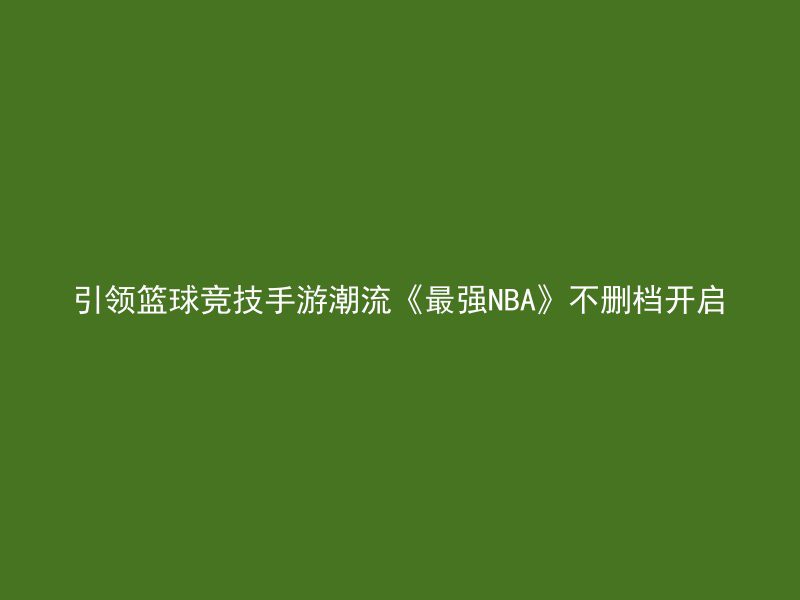 引领篮球竞技手游潮流《最强NBA》不删档开启