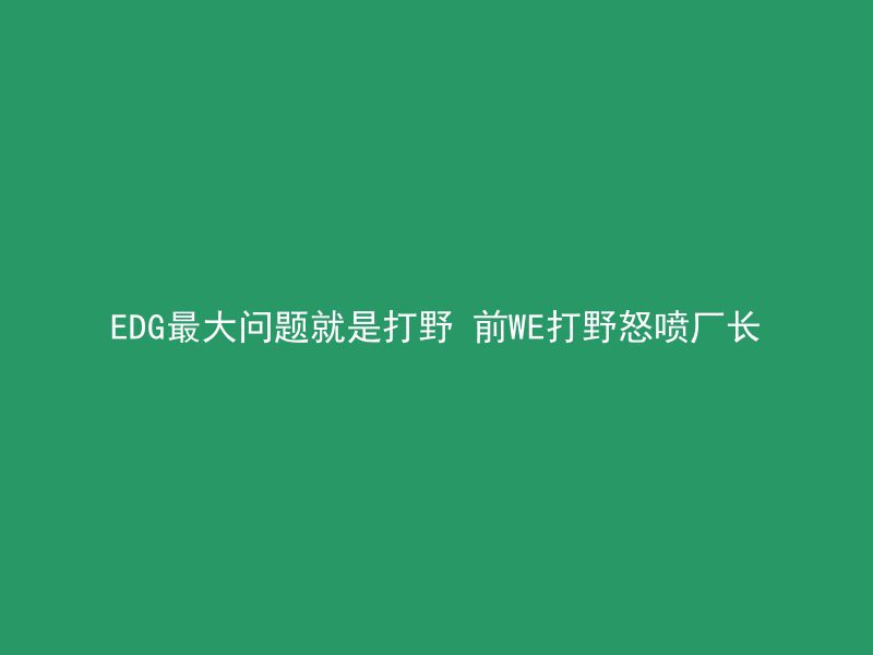 EDG最大问题就是打野 前WE打野怒喷厂长