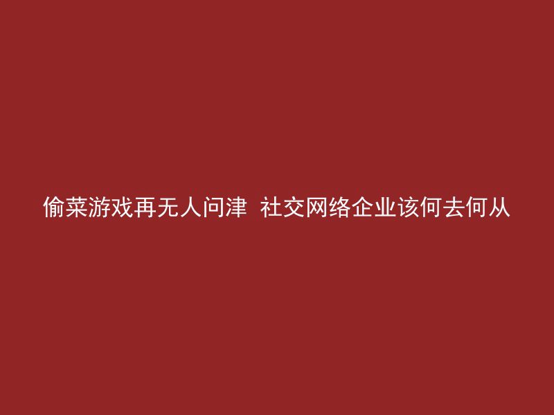 偷菜游戏再无人问津 社交网络企业该何去何从