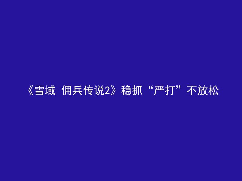 《雪域 佣兵传说2》稳抓“严打”不放松