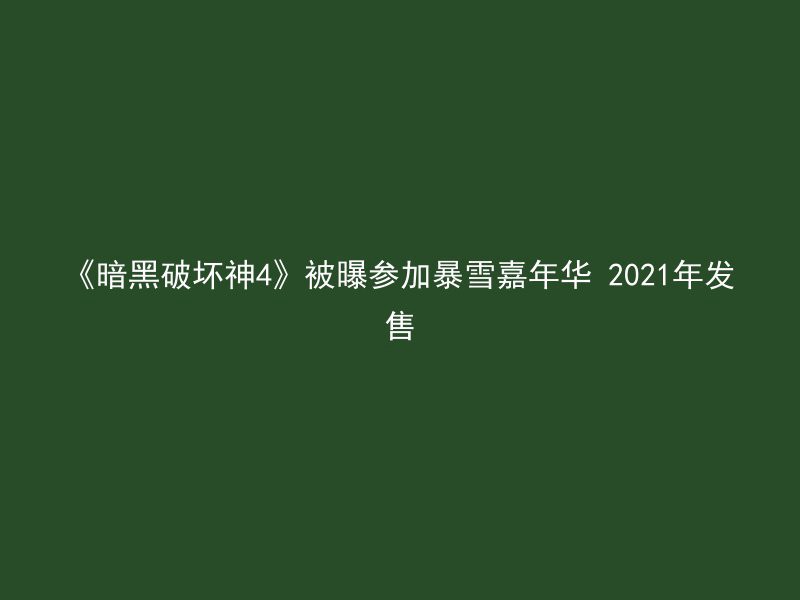 《暗黑破坏神4》被曝参加暴雪嘉年华 2021年发售