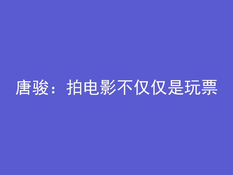 唐骏：拍电影不仅仅是玩票