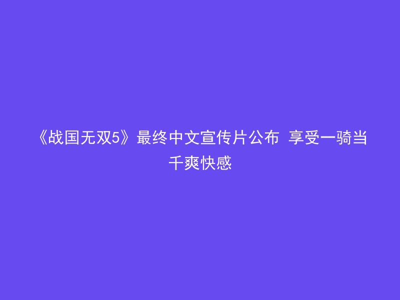 《战国无双5》最终中文宣传片公布 享受一骑当千爽快感