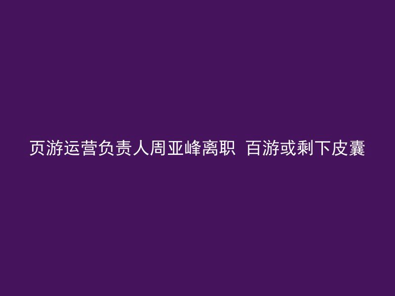 页游运营负责人周亚峰离职 百游或剩下皮囊