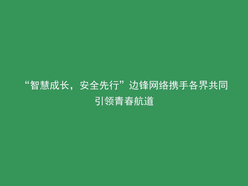 “智慧成长，安全先行”边锋网络携手各界共同引领青春航道