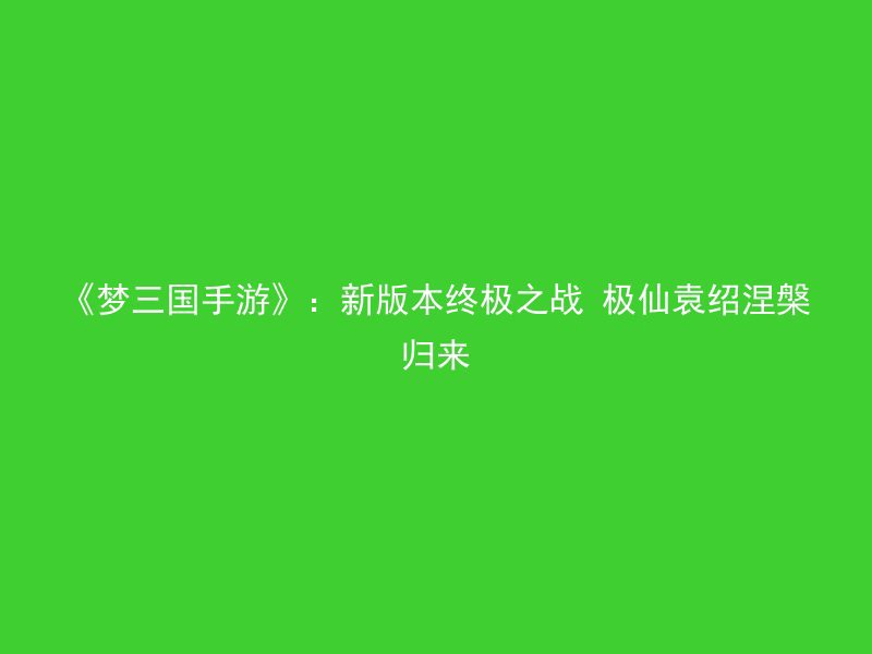 《梦三国手游》：新版本终极之战 极仙袁绍涅槃归来