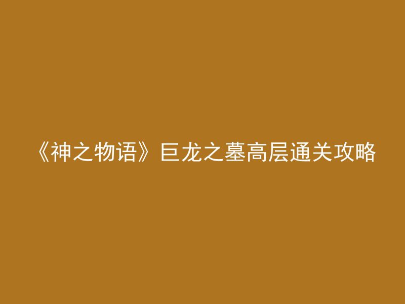 《神之物语》巨龙之墓高层通关攻略