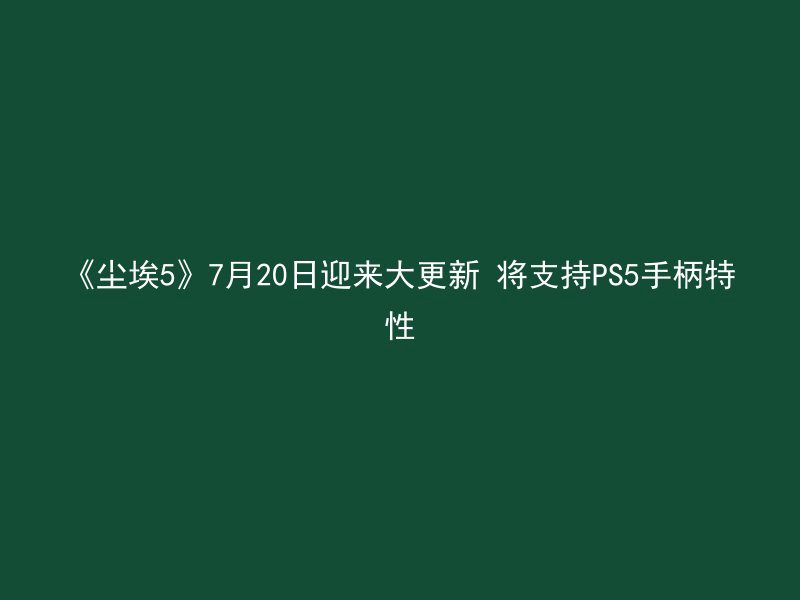 《尘埃5》7月20日迎来大更新 将支持PS5手柄特性