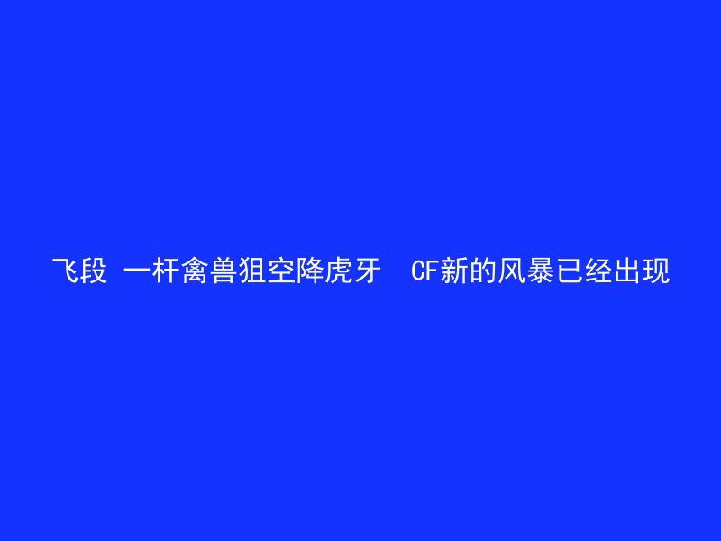 飞段 一杆禽兽狙空降虎牙  CF新的风暴已经出现