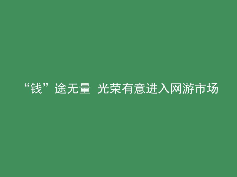 “钱”途无量 光荣有意进入网游市场