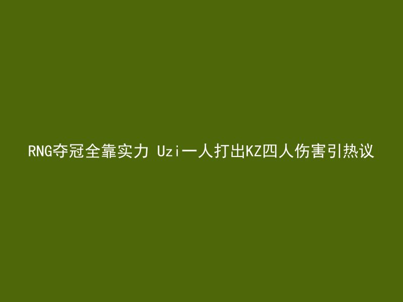 RNG夺冠全靠实力 Uzi一人打出KZ四人伤害引热议