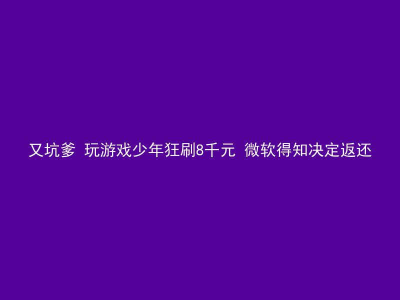 又坑爹 玩游戏少年狂刷8千元 微软得知决定返还