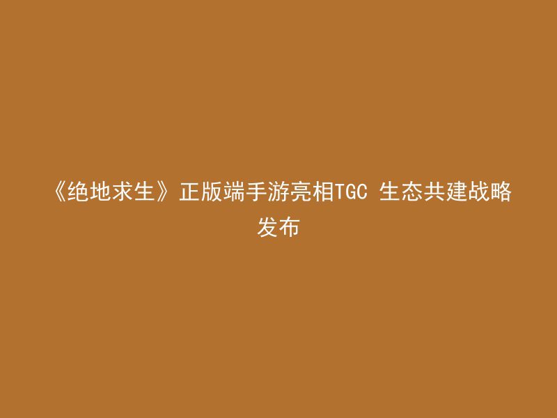 《绝地求生》正版端手游亮相TGC 生态共建战略发布