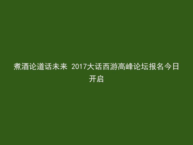 煮酒论道话未来 2017大话西游高峰论坛报名今日开启