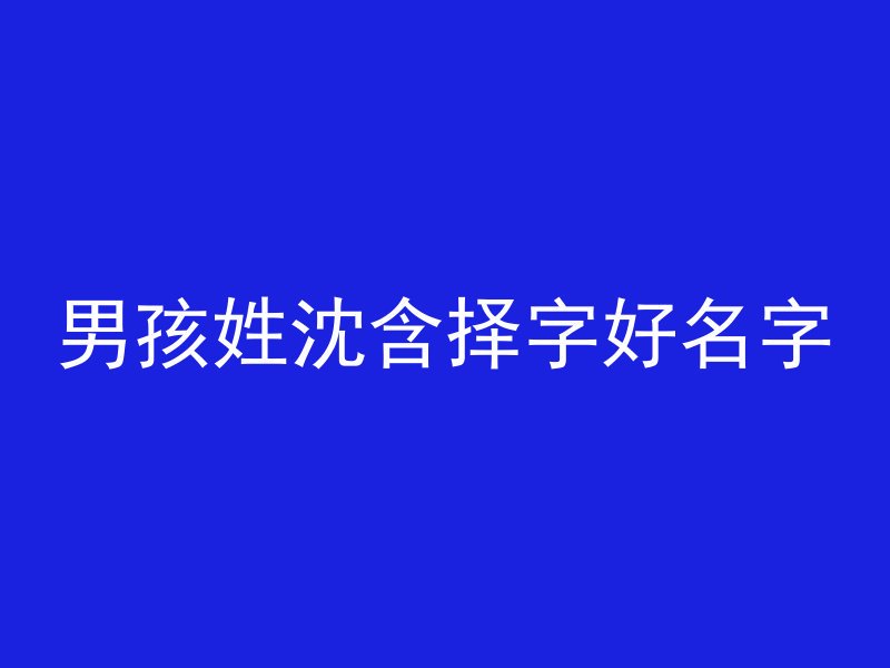 男孩姓沈含择字好名字