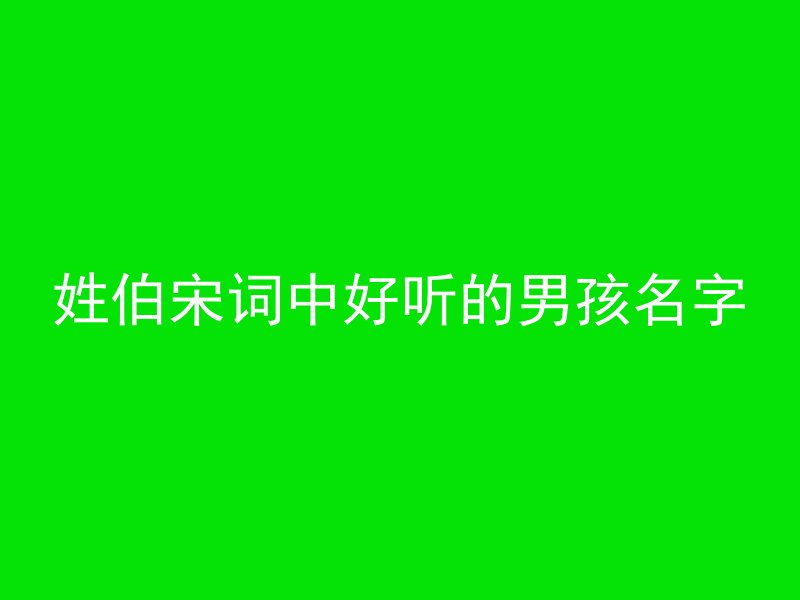 姓伯宋词中好听的男孩名字