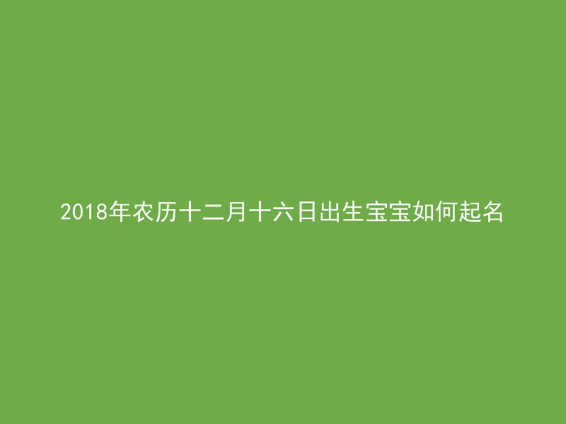 2018年农历十二月十六日出生宝宝如何起名