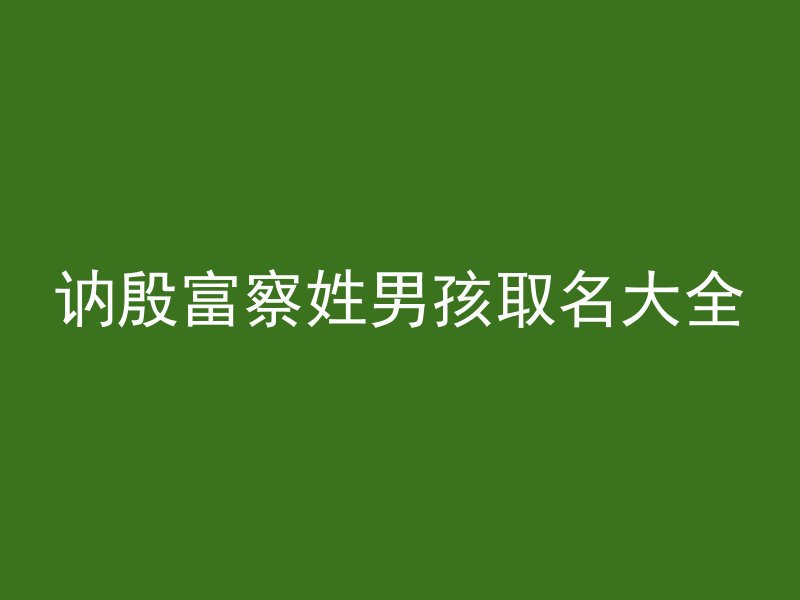 讷殷富察姓男孩取名大全