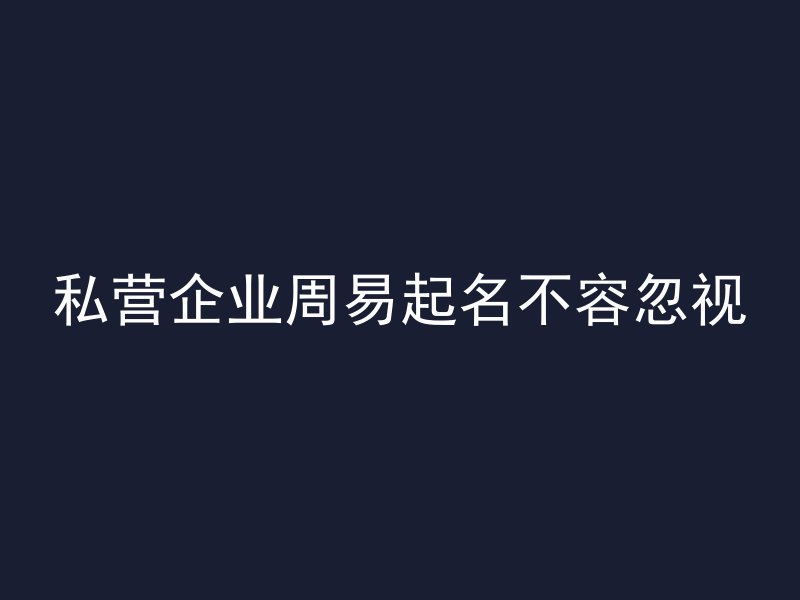 私营企业周易起名不容忽视