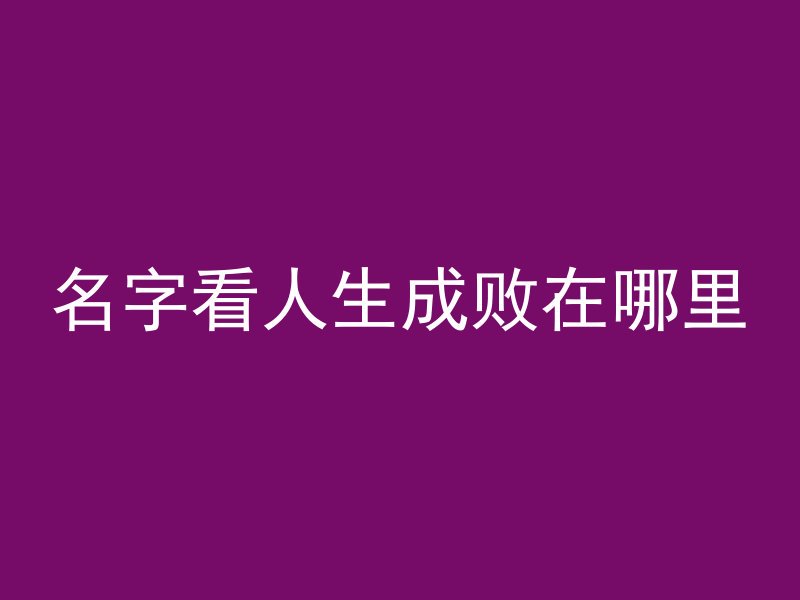 名字看人生成败在哪里