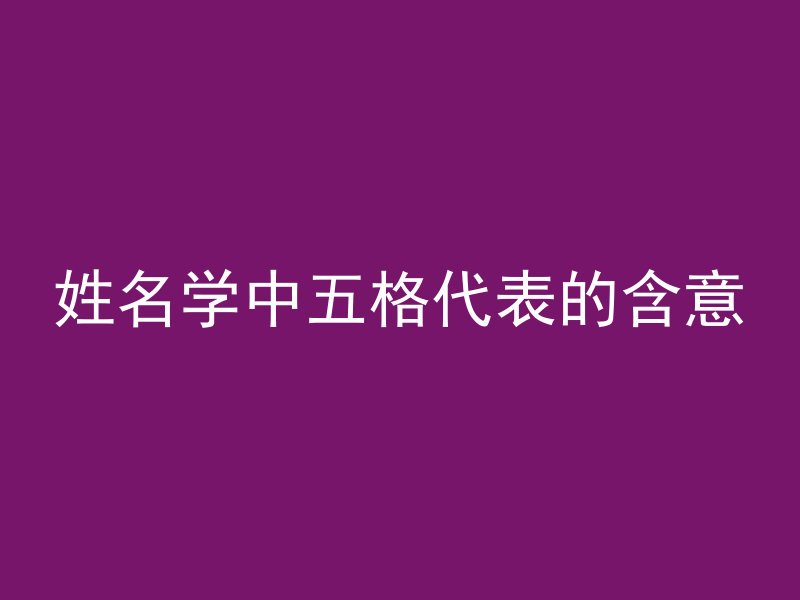 姓名学中五格代表的含意