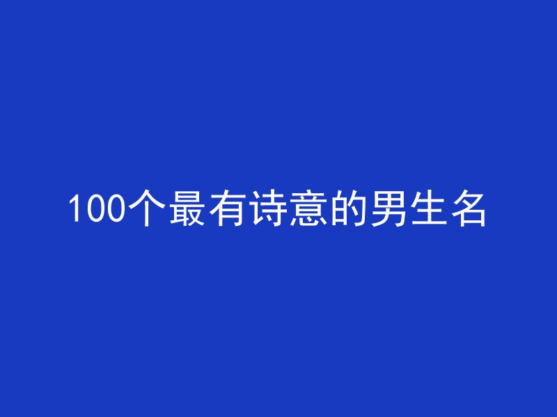 100个最有诗意的男生名