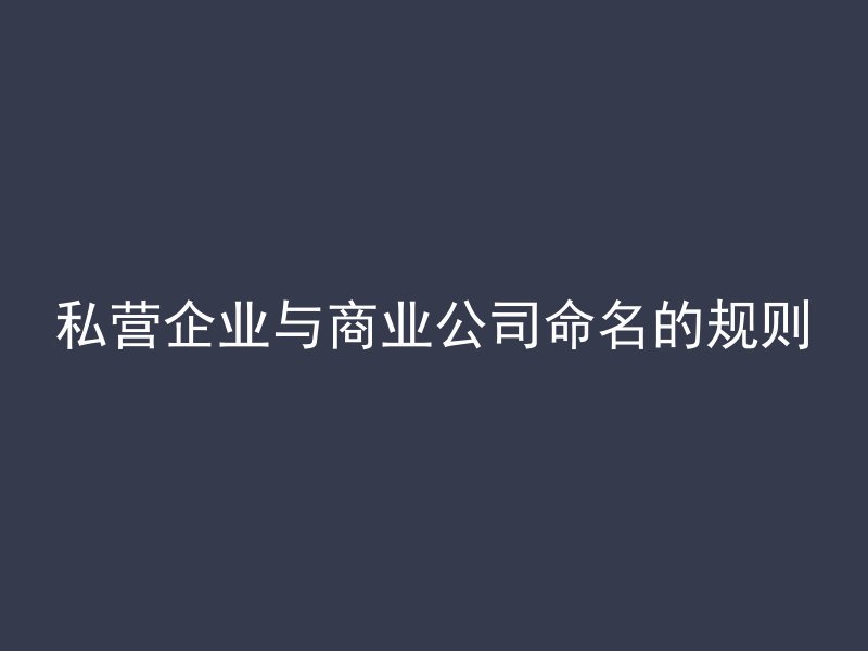 私营企业与商业公司命名的规则