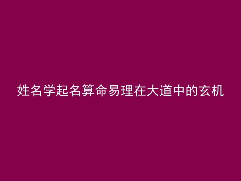 姓名学起名算命易理在大道中的玄机