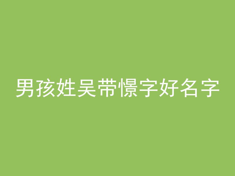 男孩姓吴带憬字好名字