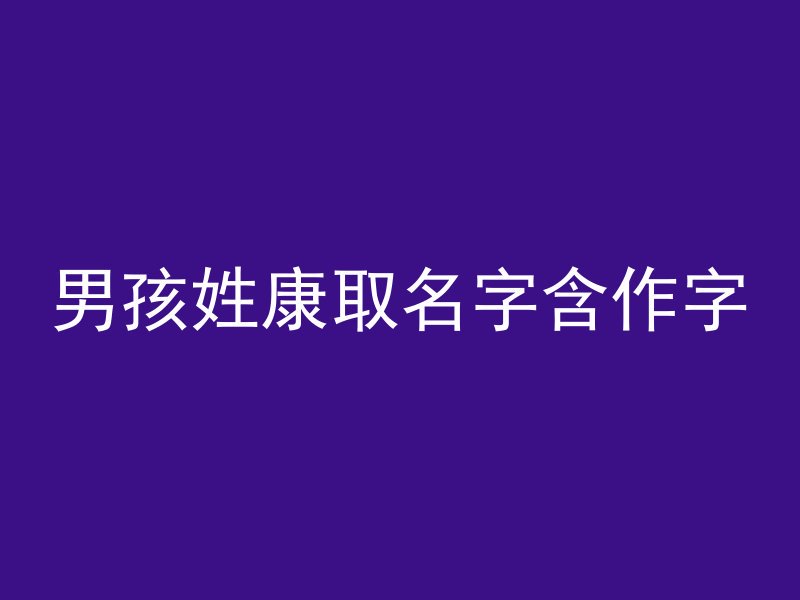 男孩姓康取名字含作字